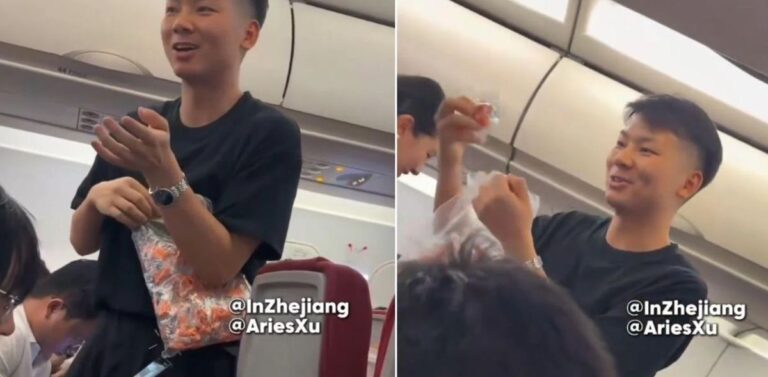 Un tata a dat dopuri de urechi pasagerilor dintr un avion temandu se ca bebelusul sau va plange cum au reactionat oamenii video
