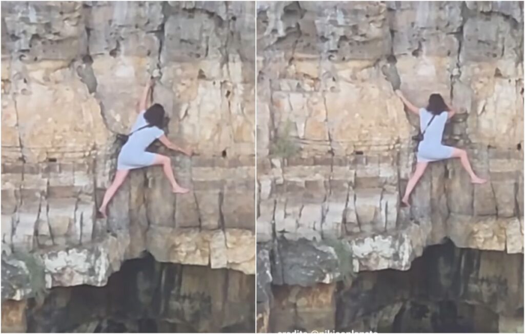 videoclip viral o turista in italia a ramas prinsa de o stanca dupa ce s a urcat singura pentru a face o fotografie momentul a fost suprins de martori