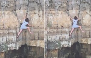 videoclip viral o turista in italia a ramas prinsa de o stanca dupa ce s a urcat singura pentru a face o fotografie momentul a fost suprins de martori