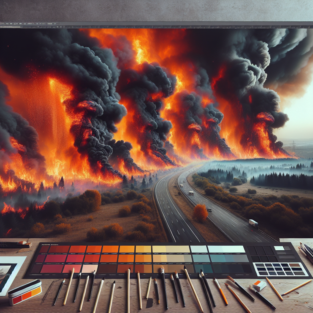 Powerfulul incendiui de vegetatie in Dolj aproape de DN 6