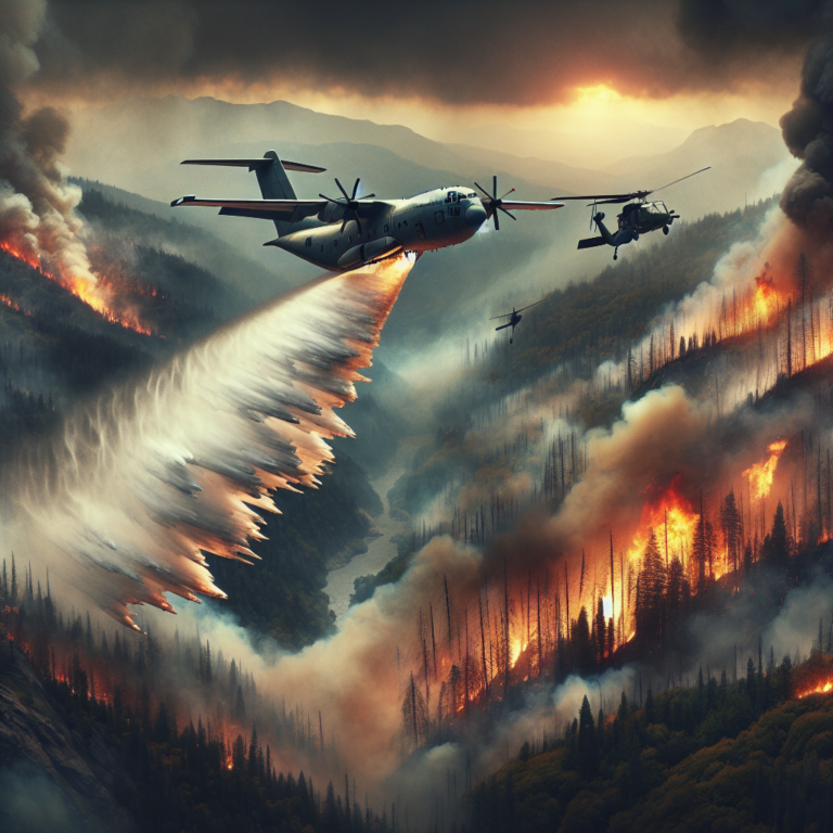 Un C 27J Spartan si un elicopter Black Hawk lupta impotriva incendiului in Caras Severin